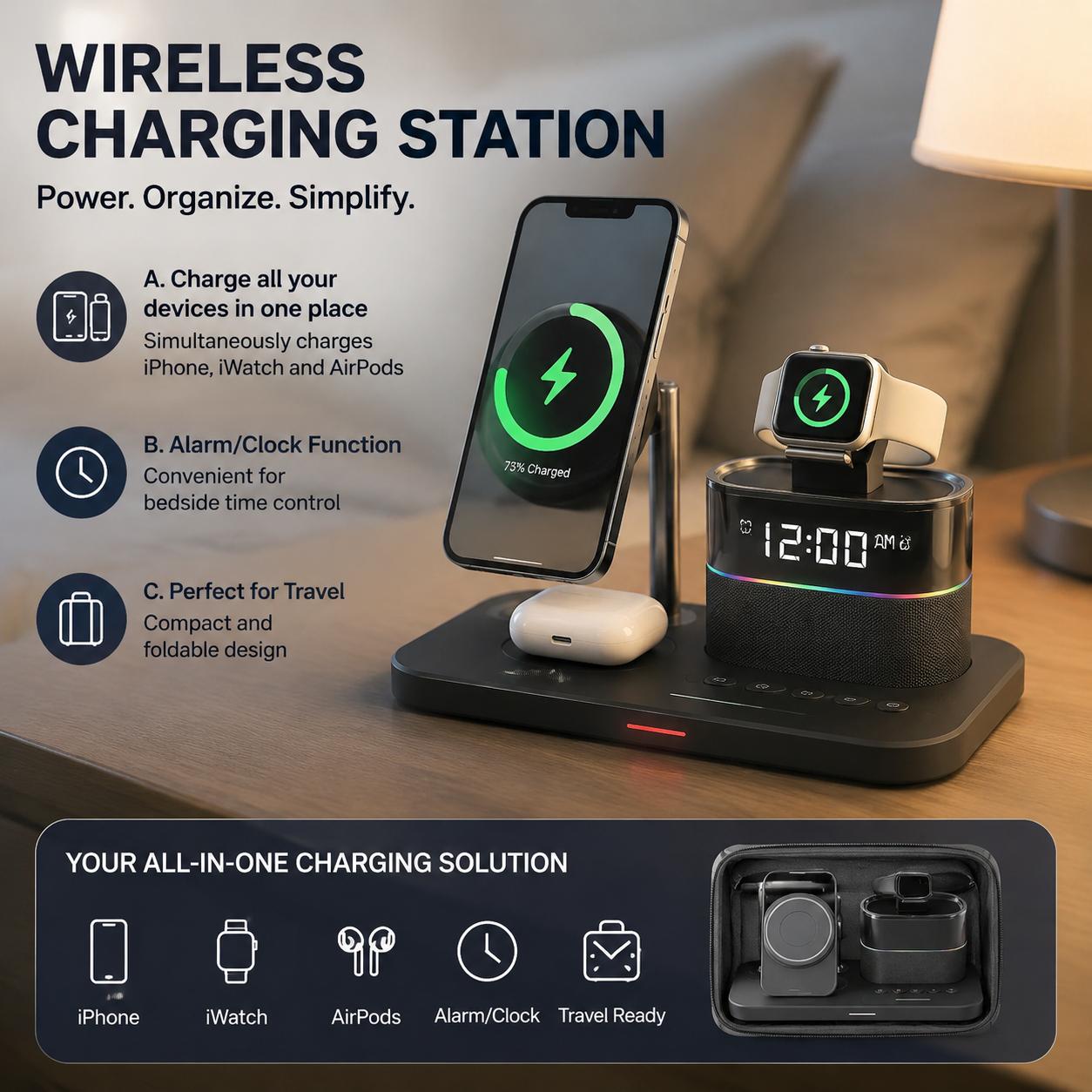Smart Home Device - Magnetic Wireless Charging Station for Phone