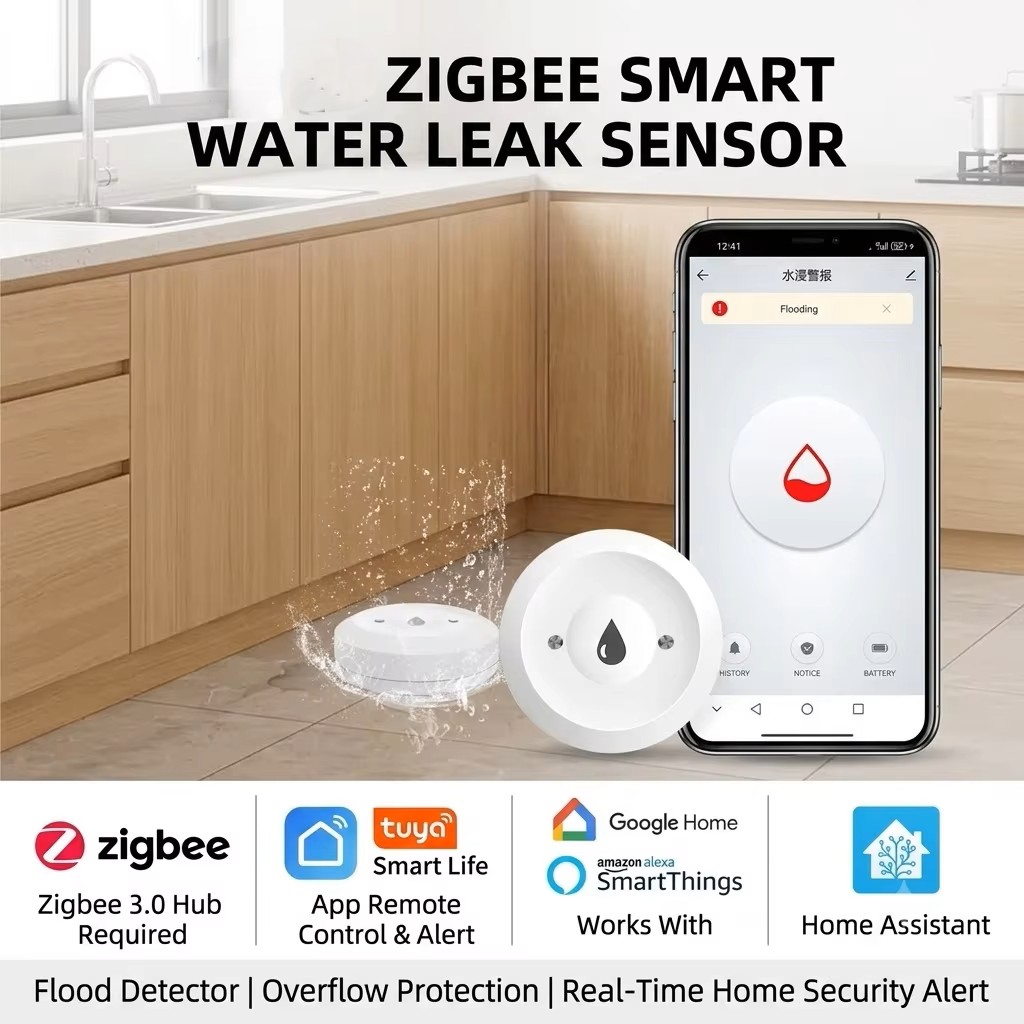 Smart Home Setup - ZigBee 3.0 Smart Water Leak Sensor