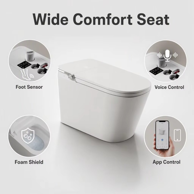 White Smart Toilet Square Bowl - Smart Home App review and price